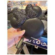 香港迪士尼樂園限定 米妮 15週年炫黑造型PU皮革零錢包
